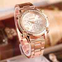 Women's Fashion Rhinestones Steel Belt Quartz Watch