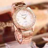 Women's Fashion Rhinestones Steel Belt Watch