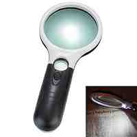 6902AB 3-LED 3x75mm 45x22mm  Handheld Magnifier - White