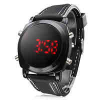 Men's Watch Sports Red LED Digital Silicone Strap