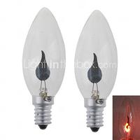 2PCS E14 3W 1-LED 400LM 3500K Warm White Light High Power Flame-Shaped Led Globe Bulb AC 100-240V