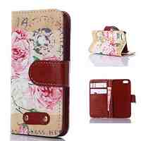 Peony Pattern PU Leather Case for iPhone 4/4S