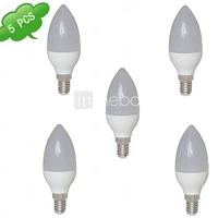 5PCS C37 E14 7W(=Incan 50W) 15x2835SMD LED 560LM 3000K Warm White Light LED Candle Bulb (AC 85-265V)