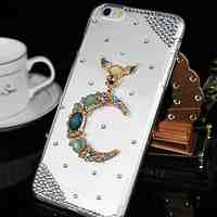 Fashion Transparent Moon Rhinestone PC Hard Case for iPhone 6