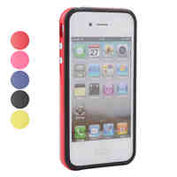 Soft Silicone Bumper Frame Case for iPhone 4 4S (Metal Button)