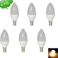 DUXLITE 6PCS C37 E14 8W 3000K Warm White CRI>80 15x2835SMD LED 680LM(=Incan 60W) Light LED Candle Bulb (AC 85-265V)