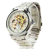 Men's Alloy Analog Mechanical Wrist Watch (Silver)