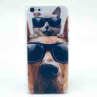 Smart Cat and Dog Pattern Hard Cover Case for iPhone 5C