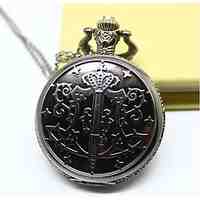 Men Steampunk Pocket Watch Bronze Vintage Kuroshitsuji Fashion Quartz Fob Watch Necklace