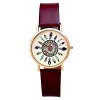 Women's Retro  Leather Watch Circular High Quality Japanese Watch Movement(Assorted Colors)