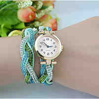 Fashion Women's  Crystal Pearl ChainBracelet Watch