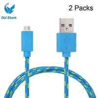 2 Pakcs 2M 6ft Micro USB Charging and Data Sync Cord Cable Fabric Braided Woven for Samsung HTC Android Devices