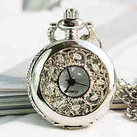 Women's European Round Dial Fashion Quartz Necklace Watch Pocket Watch