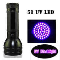 Huntereyesâ„¢  LED wholesalers 395 nM 51 UV Ultraviolet LED flashlight Blacklight 3 AA UV395