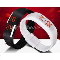 Unisex LED Digital Candy Color Silicone Strap Bracelet Sports Wristwatch