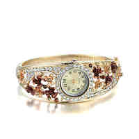 Sjewelry Female Colorful Watch 24K Gold Plating Bracelet