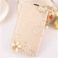 Crystal Surface Diamond  Look PU Leather Full Body Case Case with Kickstand For iPhone 5