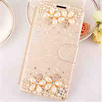 Crystal Surface Diamond  Look PU Leather Full Body Case Case with Kickstand For iPhone 5