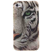 White Tiger Pattern TPU Soft Case for iPhone 4/4S