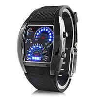 Men's Rubber Digital LED Wrist Watch (Black)