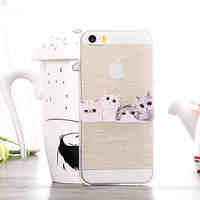 Cat Family Pattern TPU Soft Case for iPhone 5/5S