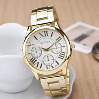 Couple's Round Dial Case Leather Watch Brand Fashion Quartz Watch