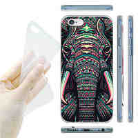 Mosaic Elephant Painting Pattern TPU Soft Back Case for iPhone 6