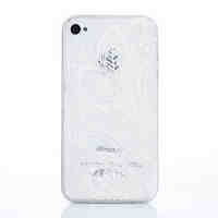 White Printing Pattern TPU Material Phone Case for iPhone 4/4S