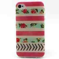 Flowers Pattern TPU Material Soft Phone Case for iPhone 4/4S