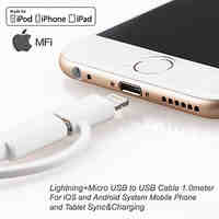 yellowknife Apple MFi Certified LightningMicro USB Data Sync and Charger Cable for iphone 6S iOS and Android (100cm)