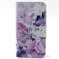 Purple Flowers Pattern PU Material  Case for iPhone 4/4S