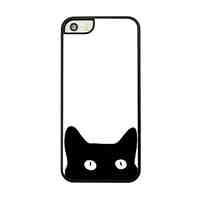 Black Cat Leather Vein Pattern Hard Case for iPhone 5/5S