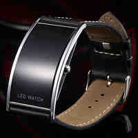 Men's Fashion Slim Digital LED Casual Watch Leather Strap Wristwatch