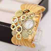 Women Watches Gold Watch Women Fashion Alloy Crystal Bracelet Quartz Watch Montre Femme