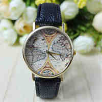 Unisex World Map Style Watch/Vintage World Map/Antique World Map/ Ladies Watch/ Women Premium Faux Leather Wristwatch