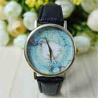 Unisex World Map Style Watch/Vintage World Map/Antique World Map/ Ladies Watch/ Women Premium Faux Leather Wristwatch