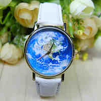 Unisex World Map Style Watch/Vintage World Map/Antique World Map/ Ladies Watch/ Women Premium Faux Leather Wristwatch