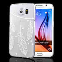 Feather Pattern Transparent PC Material Phone Case for Samsung Galaxy S6 edge/S6/S6 edge
