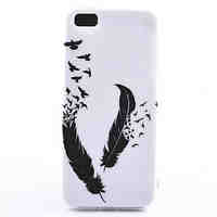 Black Feather Pattern TPU Soft Phone Case for iPhone 5C