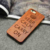 Wooden iphone Case Famous Aphorism Keep Calm and Carry On Hard Back Cover for iPhone 6/6s