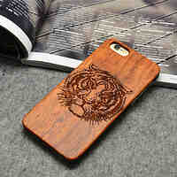 Wooden iphone Case Tiger Carving Concavo Convex Hard Back Cover for iPhone 5/5s