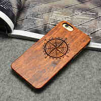 Wooden iphone Case Compass the North Carving Concavo Convex Hard Back Cover for iPhone 6/6s