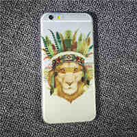 MAYCARI The Lion Being a Tribal Chief Transparent Soft TPU Back Case for iPhone 6/iphone 6S