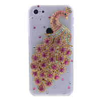 Crystal Peacock Pattern Metal Jewelry PC Hard Case for iPhone 5C