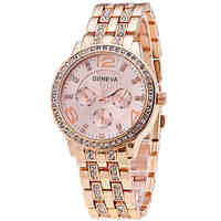 Woman's Watch Geneva Diamond Watch Business Strip In Three Eyes