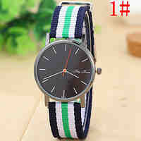 Woman's Watch The Latest Fashion Personality Canvas Striped Nylon Strap Watch