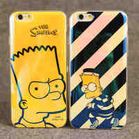 The Simpsons Cartoon Animation Blue Light Reflective Blu-ray Soft TPU Case Cover for iphone 6s / iphone 6