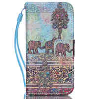 Elephant  Pattern PU Leather Phone Case For iPhone 5C