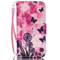 Butterfly Pattern PU Material Card Lanyard Case for iPhone 5C