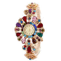 Women'S Watches Fashion Crystal Flowers Bracelet Watch